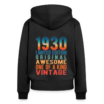 Limited Edition Since 1930 Birthday Vintage 1930's - Women's Premium Organic Zip Hoodie - black - Back - Julia (174cm)