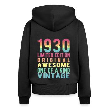Limited Edition Since 1930 Birthday Vintage 1930's - Women's Premium Organic Zip Hoodie - black - Back - Julia (174cm)