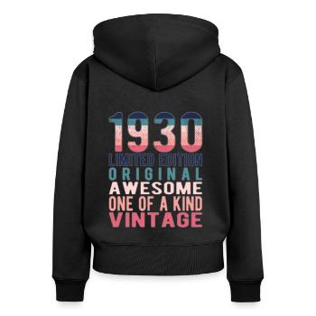 Limited Edition Since 1930 Birthday Vintage 1930's - Women's Premium Organic Zip Hoodie - black - Back - Julia (174cm)