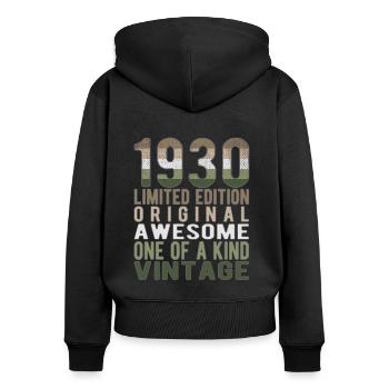 Limited Edition Since 1930 Birthday Vintage 1930's - Women's Premium Organic Zip Hoodie - black - Back - Julia (174cm)