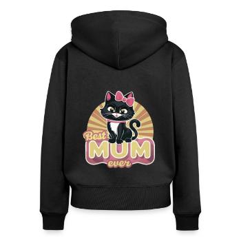 Best Mom Forever - Chat à motif de fête des mères - Sweat à capuche zippé Premium bio Femme - noir - Dos - Julia (174cm)