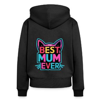 Best Mom Forever - Chat à motif de fête des mères - Sweat à capuche zippé Premium bio Femme - noir - Dos - Julia (174cm)