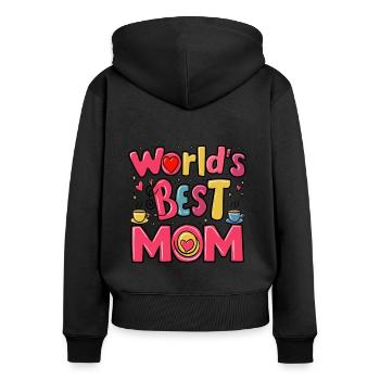Best Mom Forever - Cadeau de fête des mères - Sweat à capuche zippé Premium bio Femme - noir - Dos - Julia (174cm)