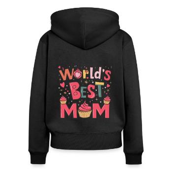Best Mom Forever - Cadeau de fête des mères - Sweat à capuche zippé Premium bio Femme - noir - Dos - Julia (174cm)