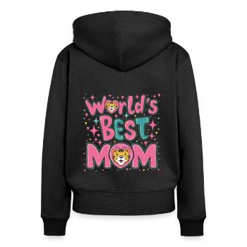 Best Mom Forever - Cadeau de fête des mères - Sweat à capuche zippé Premium bio Femme - noir - Dos - Julia (174cm)