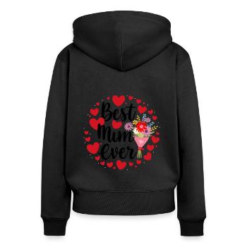 Best Mom Forever - Cadeau de fête des mères - Sweat à capuche zippé Premium bio Femme - noir - Dos - Julia (174cm)