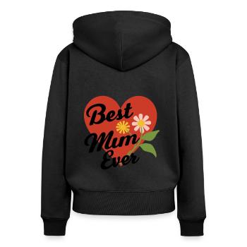 Best Mom Forever - Cadeau de fête des mères - Sweat à capuche zippé Premium bio Femme - noir - Dos - Julia (174cm)