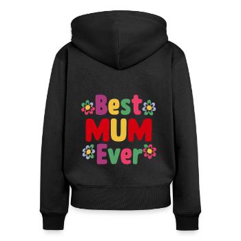 Best Mom Forever - Cadeau de fête des mères - Sweat à capuche zippé Premium bio Femme - noir - Dos - Julia (174cm)