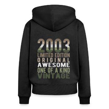 Limited Edition Since 2003 Birthday Vintage 2003 - Women's Premium Organic Zip Hoodie - black - Back - Julia (174cm)