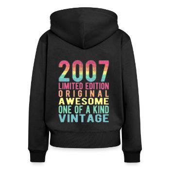 Limited Edition Since 2007 Birthday Vintage 2007 - Women's Premium Organic Zip Hoodie - black - Back - Julia (174cm)