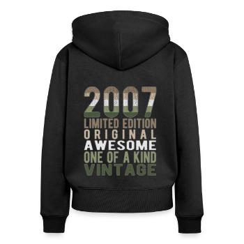 Limited Edition Since 2007 Birthday Vintage 2007 - Women's Premium Organic Zip Hoodie - black - Back - Julia (174cm)