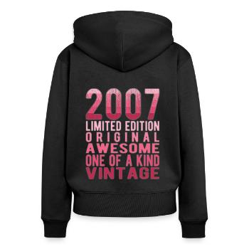 Limited Edition Since 2007 Birthday Vintage 2007 - Women's Premium Organic Zip Hoodie - black - Back - Julia (174cm)