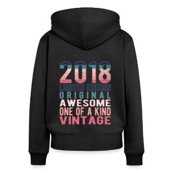 Limited Edition Since 2018 Birthday Vintage 2018 - Women's Premium Organic Zip Hoodie - black - Back - Julia (174cm)