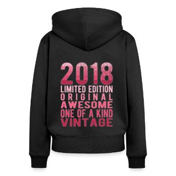Limited Edition Since 2018 Birthday Vintage 2018 - Women's Premium Organic Zip Hoodie - black - Back - Julia (174cm)