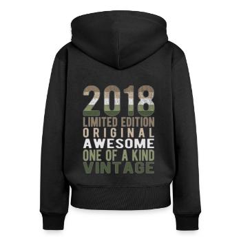Limited Edition Since 2018 Birthday Vintage 2018 - Women's Premium Organic Zip Hoodie - black - Back - Julia (174cm)