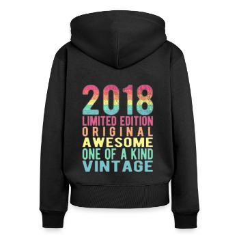 Limited Edition Since 2018 Birthday Vintage 2018 - Women's Premium Organic Zip Hoodie - black - Back - Julia (174cm)