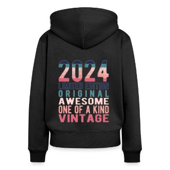 Limited Edition since 2024 Birthday Vintage 2024 - Women's Premium Organic Zip Hoodie - black - Back - Julia (174cm)