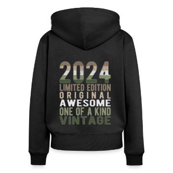 Limited Edition since 2024 Birthday Vintage 2024 - Women's Premium Organic Zip Hoodie - black - Back - Julia (174cm)