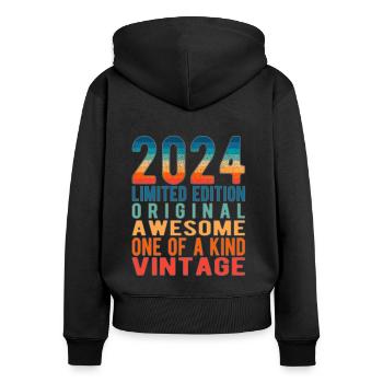 Limited Edition since 2024 Birthday Vintage 2024 - Women's Premium Organic Zip Hoodie - black - Back - Julia (174cm)