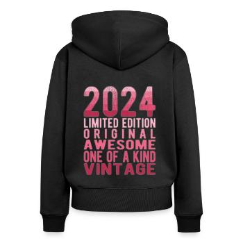 Limited Edition since 2024 Birthday Vintage 2024 - Women's Premium Organic Zip Hoodie - black - Back - Julia (174cm)