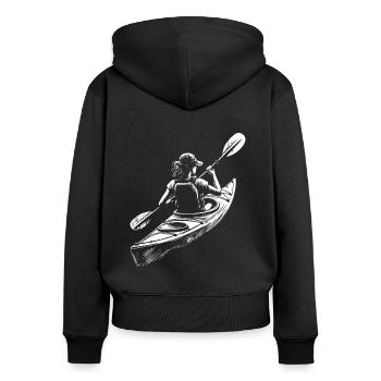Kajak Kajakfahrerin - Frauen Premium Bio Zip Hoodie - Schwarz - Hinten - Julia (174cm)