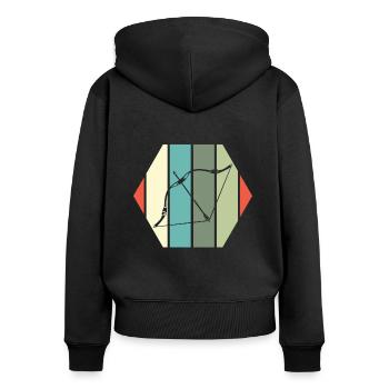 Arc-en-ciel vintage retro arc-en-ciel - Sweat à capuche zippé Premium bio Femme - noir - Dos - Julia (174cm)