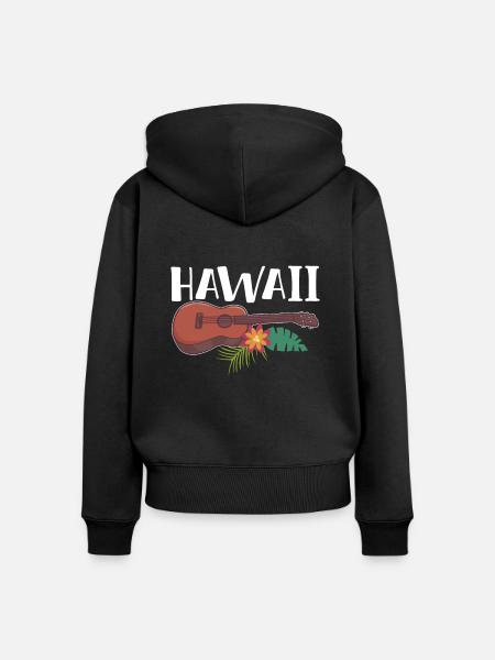 Hawaii Geschenk Ukulele - Frauen Premium Bio Zip Hoodie - Schwarz