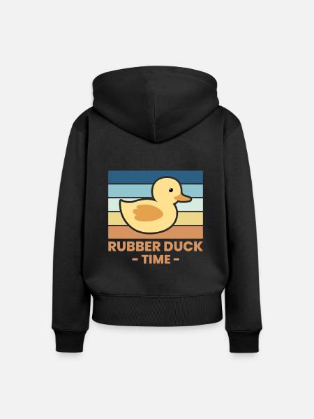 Rubber Duck Time Gummiente Geschenk - Frauen Premium Bio Zip Hoodie - Schwarz