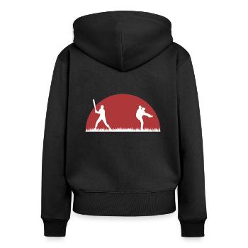Baseball Spieler Shirt Geschenk - Frauen Premium Bio Zip Hoodie - Schwarz - Hinten - Julia (174cm)