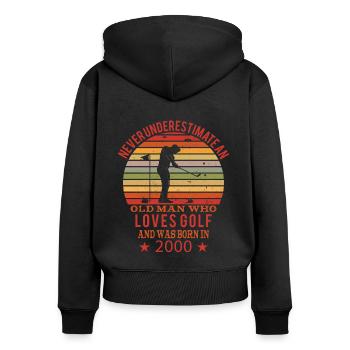 Golfeur Golfeur Né 2000 Anniversaire - Sweat à capuche zippé Premium bio Femme - noir - Dos - Julia (174cm)