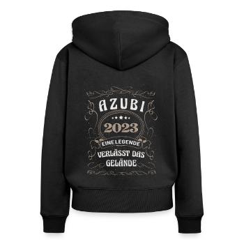 Ausbildung 2023 Abschluss Auszubildende Legende - Frauen Premium Bio Zip Hoodie - Schwarz - Hinten - Julia (174cm)
