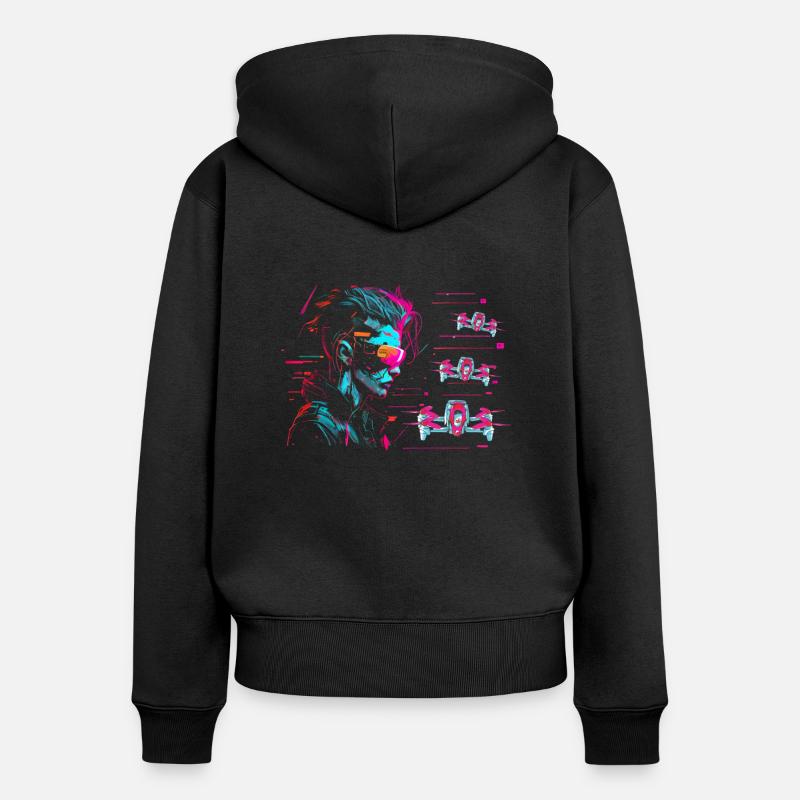 Drone Pilot Drone Quadcopter Drones - Sweat à capuche zippé Premium bio Femme - noir