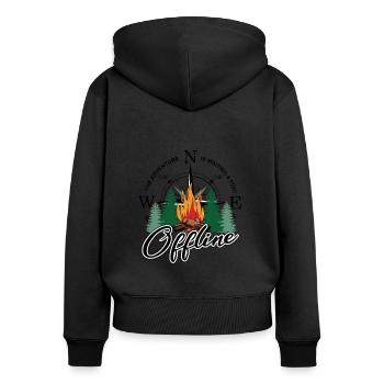 Offline Camping ist für Camper in der wilden Natur - Frauen Premium Bio Zip Hoodie - Schwarz - Hinten - Julia (174cm)