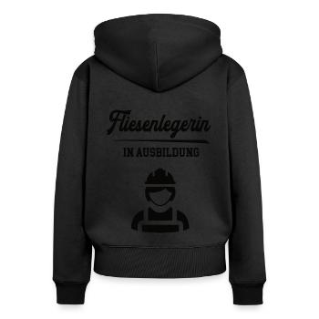 Fliesenlegerin in Ausbildung Fliesenleger Lehre - Frauen Premium Bio Zip Hoodie - Schwarz - Hinten - Julia (174cm)