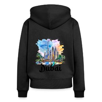 Dubai Skyline Arab Emirates - Frauen Premium Bio Zip Hoodie - Schwarz - Hinten - Julia (174cm)
