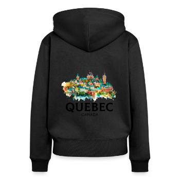 Quebec Canada Montreal, quebec flag - Frauen Premium Bio Zip Hoodie - Schwarz - Hinten - Julia (174cm)