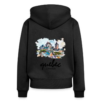 Quebec Canada Montreal, quebec flag - Frauen Premium Bio Zip Hoodie - Schwarz - Hinten - Julia (174cm)