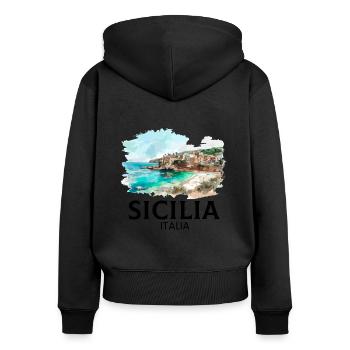 Sicilia Italia, sicilian - Frauen Premium Bio Zip Hoodie - Schwarz - Hinten - Julia (174cm)