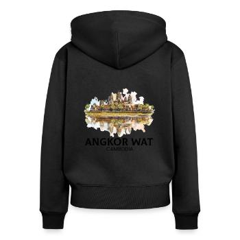 Angkor Wat cambodian, khmer cambodian - Frauen Premium Bio Zip Hoodie - Schwarz - Hinten - Julia (174cm)