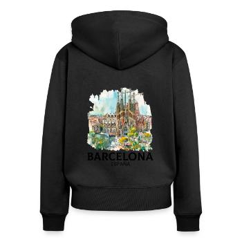 barcelona spain espana - Frauen Premium Bio Zip Hoodie - Schwarz - Hinten - Julia (174cm)