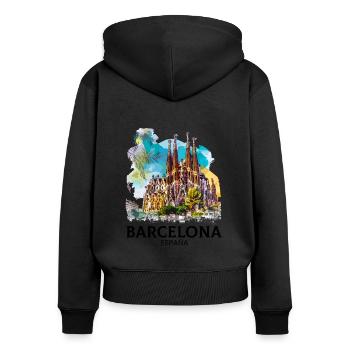 barcelona spain espana - Frauen Premium Bio Zip Hoodie - Schwarz - Hinten - Julia (174cm)
