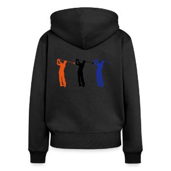 golf - Women's Premium Organic Zip Hoodie - black - Back - Julia (174cm)