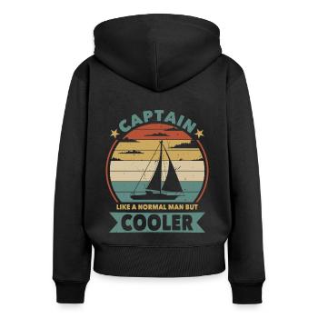 Captain like a normal man but cooler - Women's Premium Organic Zip Hoodie - black - Back - Julia (174cm)