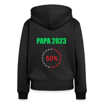 Papa 2023 Loading Vaterschaft Vater Werden Dad - Frauen Premium Bio Zip Hoodie - Schwarz - Hinten - Julia (174cm)