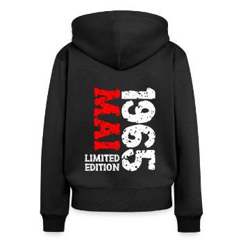 1965 Mai Limited Edition Geburtstag Geschenk - Frauen Premium Bio Zip Hoodie - Schwarz - Hinten - Julia (174cm)