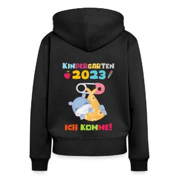 Kindergarten 2023 Ich Komme Mädchen Kita Geschenk - Frauen Premium Bio Zip Hoodie - Schwarz - Hinten - Julia (174cm)