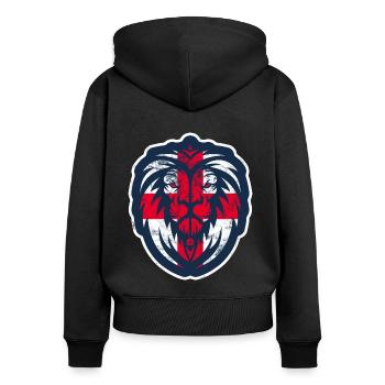 ENGLAND LÖWENKOPF ST. GEORGE KREUZ - Frauen Premium Bio Zip Hoodie - Schwarz - Hinten - Julia (174cm)
