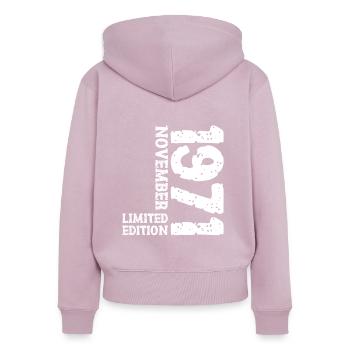 1971 November Limited Edition 52. Geburtstag Deko - Frauen Premium Bio Zip Hoodie - Altrosa - Hinten - Julia (174cm)