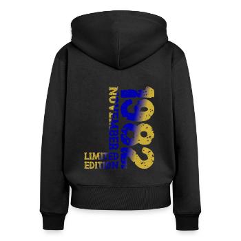 1982 November Limited Edition 41. Geburtstag Deko - Frauen Premium Bio Zip Hoodie - Schwarz - Hinten - Julia (174cm)