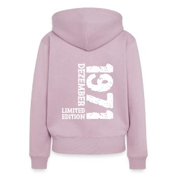 1971 Dezember Limited Edition 52. Geburtstag Deko - Frauen Premium Bio Zip Hoodie - Altrosa - Hinten - Julia (174cm)
